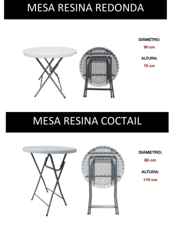 Mesa redonda de resina de 80 cm de diámetro, ideal para exteriores, con un diseño moderno y elegante.