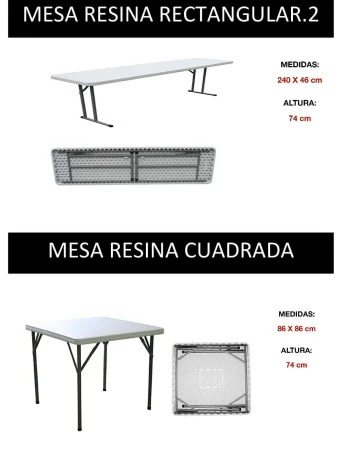 Mesa cuadrada de resina de 86x86 cm de diámetro, ideal para exteriores, con un diseño moderno y elegante.