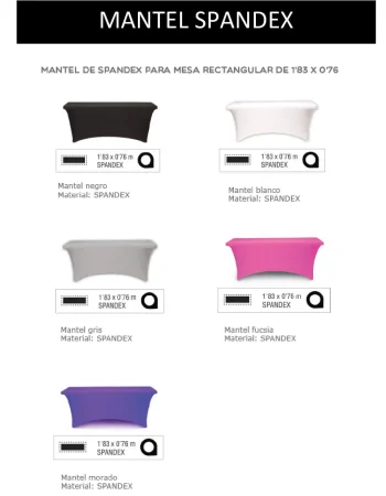 Mantel de spandex en color colorado, con textura suave y ajustada, ideal para eventos y decoración de mesas.