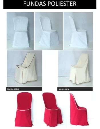 Cuatro tipos de sillas con diferentes fundas, mostrando variedad en diseño y texturas.